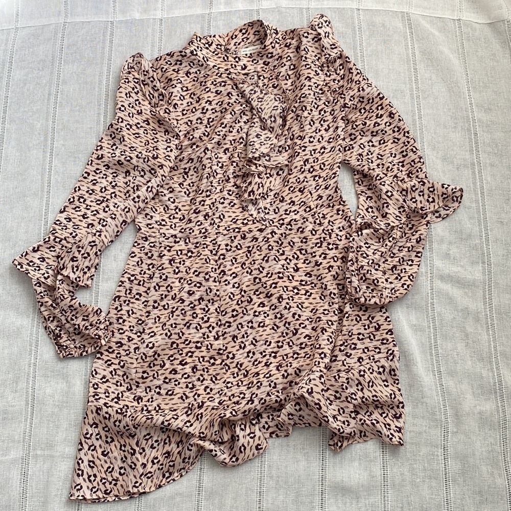 Avec Les Fille pastel pink ruffle fit and flare mini dress. - Picture 7 of 16